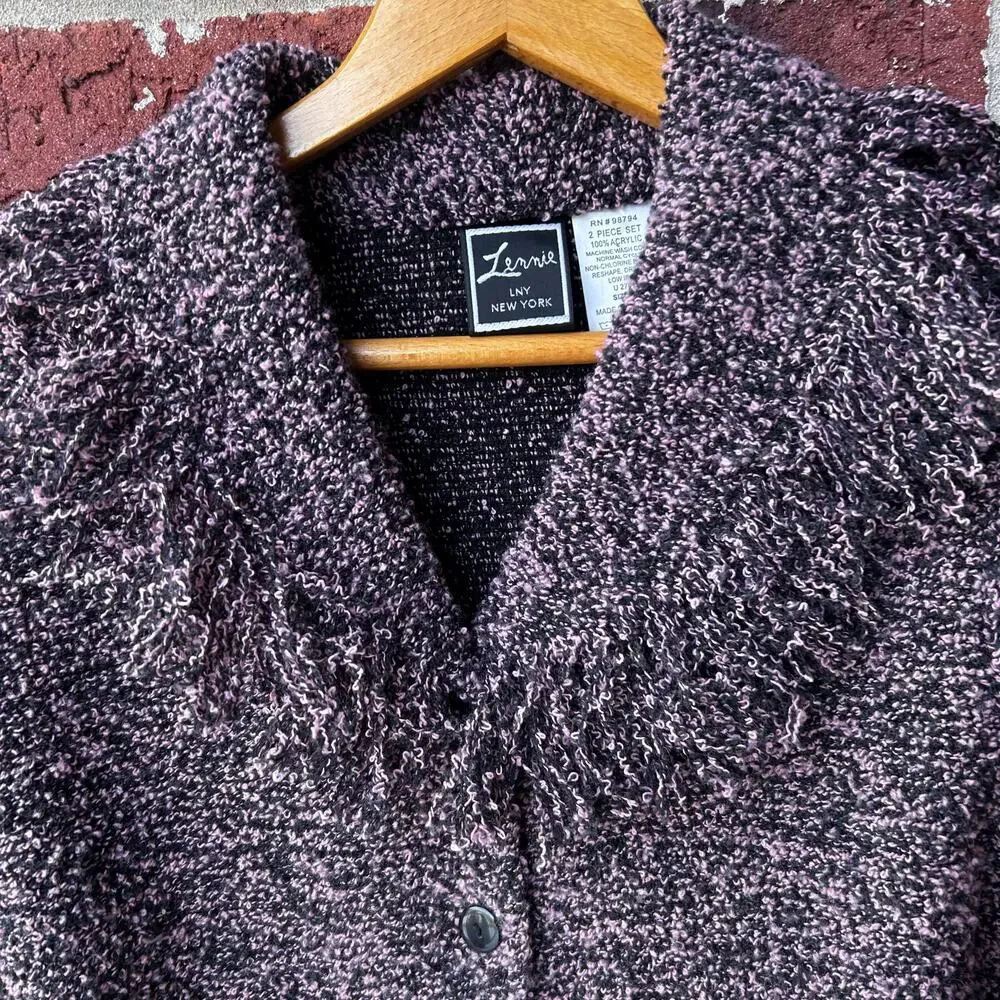 Vintage Peter Pan Collar Bouclé Knit Cardigan Size Small